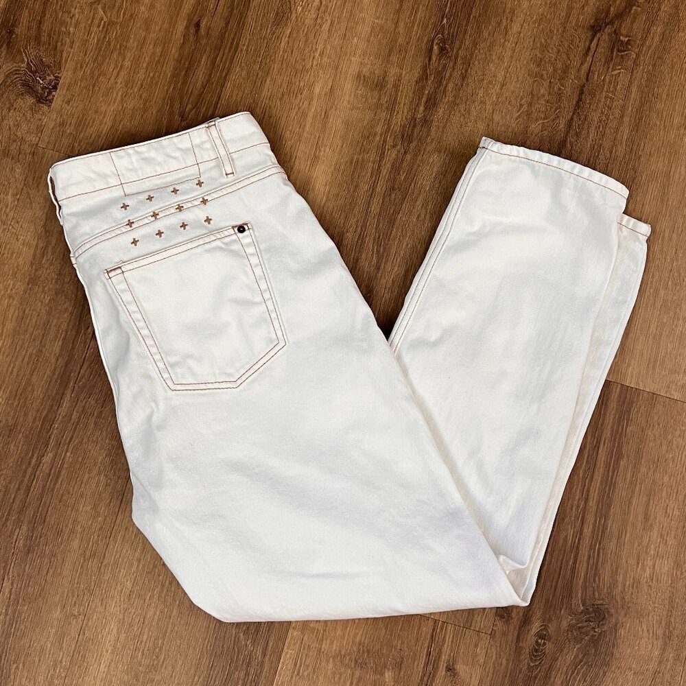 Ksubi White Jeans Back Cross Embroidery Branding Sz 31